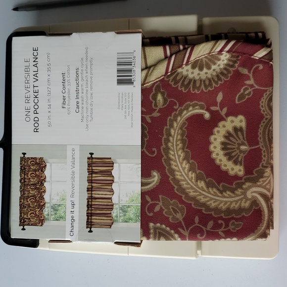 One Rod Pocket Reversible Valence, 50x14 in (127x35.5 cm), Drexel burgundy - Picture 2 of 3